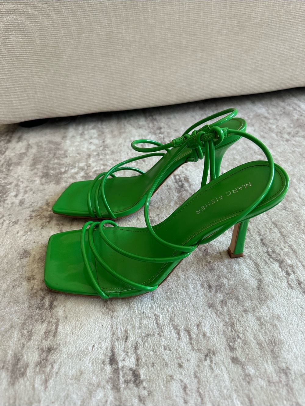 Marc Fisher Kelly Green Strappy Knot Ankle Heels 2.5inch